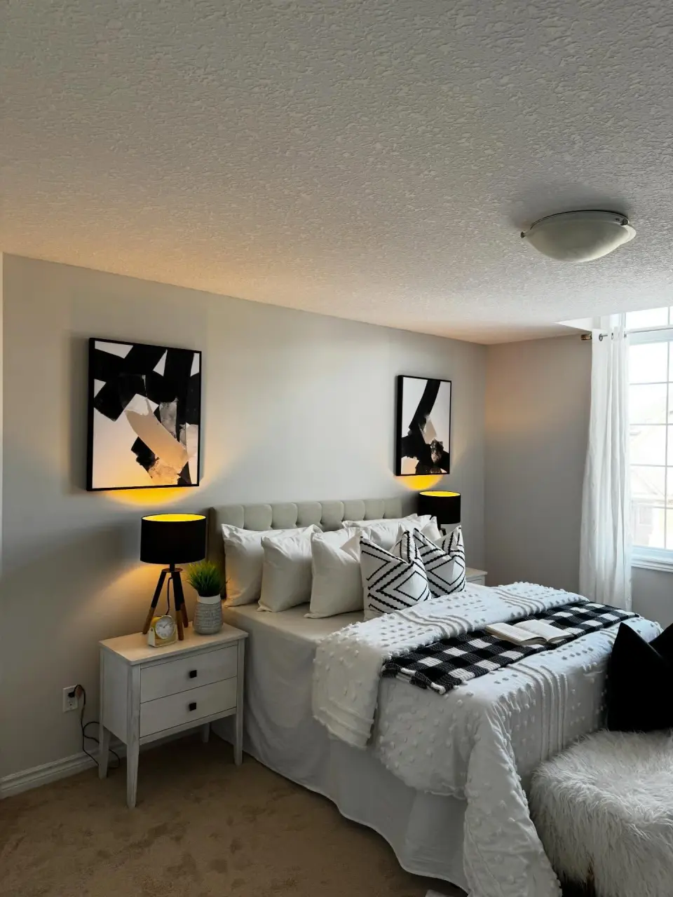 Styled bedroom with a fresh, clean interior paint finish